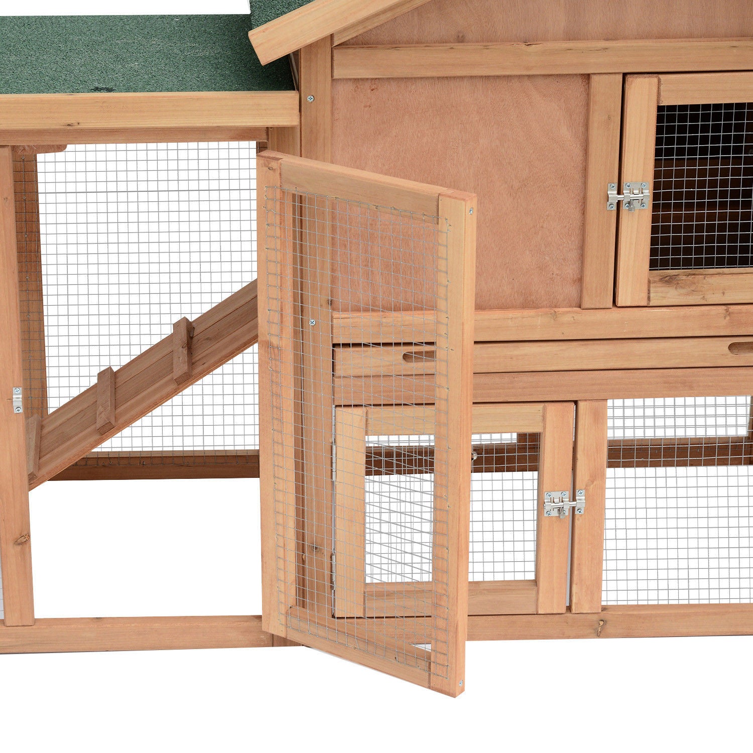 PawHut 80" Chicken Coop, Wooden Hen House Large Rabbit Hutch Poultry Cage Pen with Nesting Box, Run, Ramp, Drawer, for Outdoor Backyard Garden