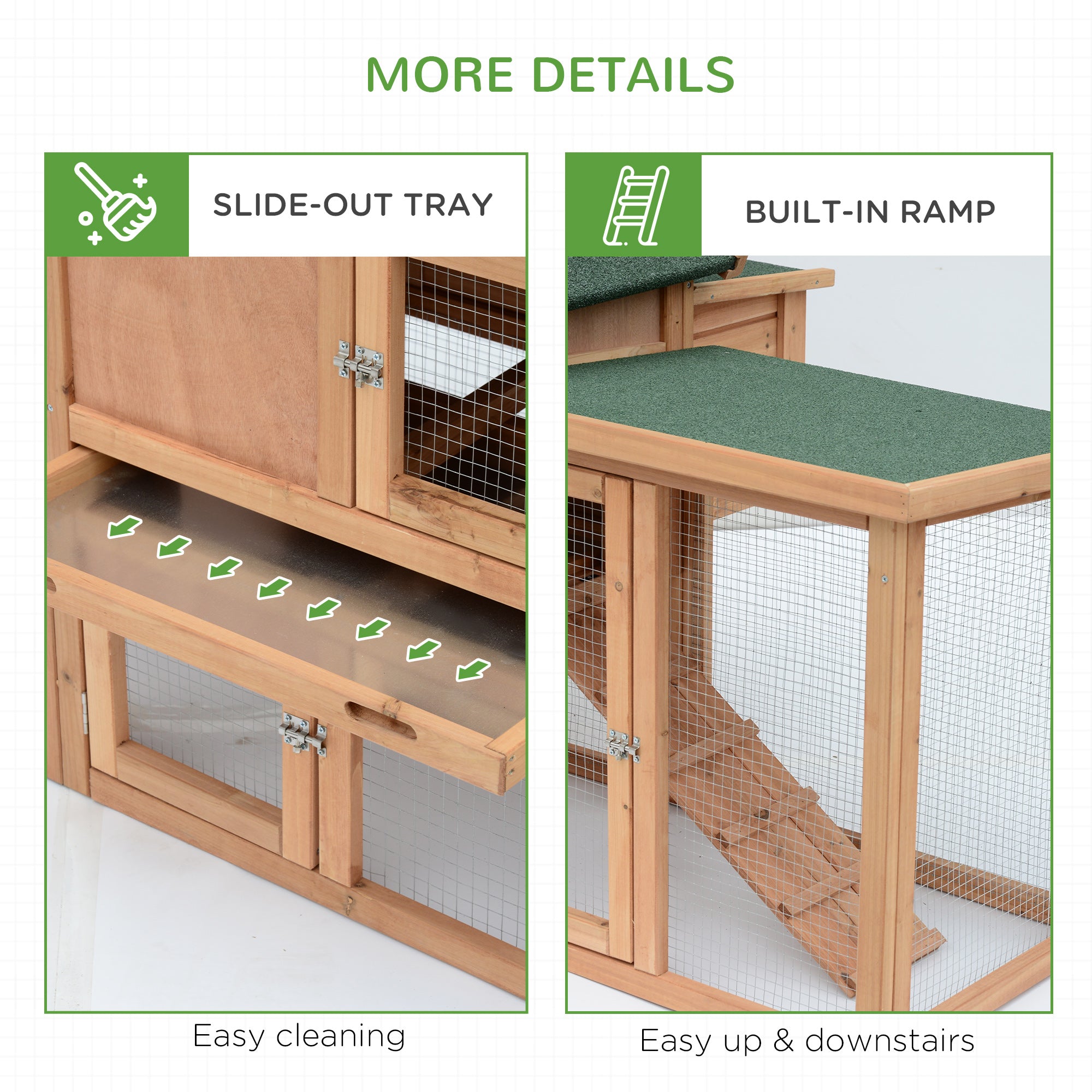 PawHut 80" Chicken Coop, Wooden Hen House Large Rabbit Hutch Poultry Cage Pen with Nesting Box, Run, Ramp, Drawer, for Outdoor Backyard Garden