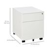 Vinsetto 2 Drawer Vertical File Cabinet, Steel Lockable Filing Cabinet with Wheels for A4, Letters, and Legal-sized Files for Home Office, White