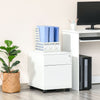 Vinsetto 2 Drawer Vertical File Cabinet, Steel Lockable Filing Cabinet with Wheels for A4, Letters, and Legal-sized Files for Home Office, White