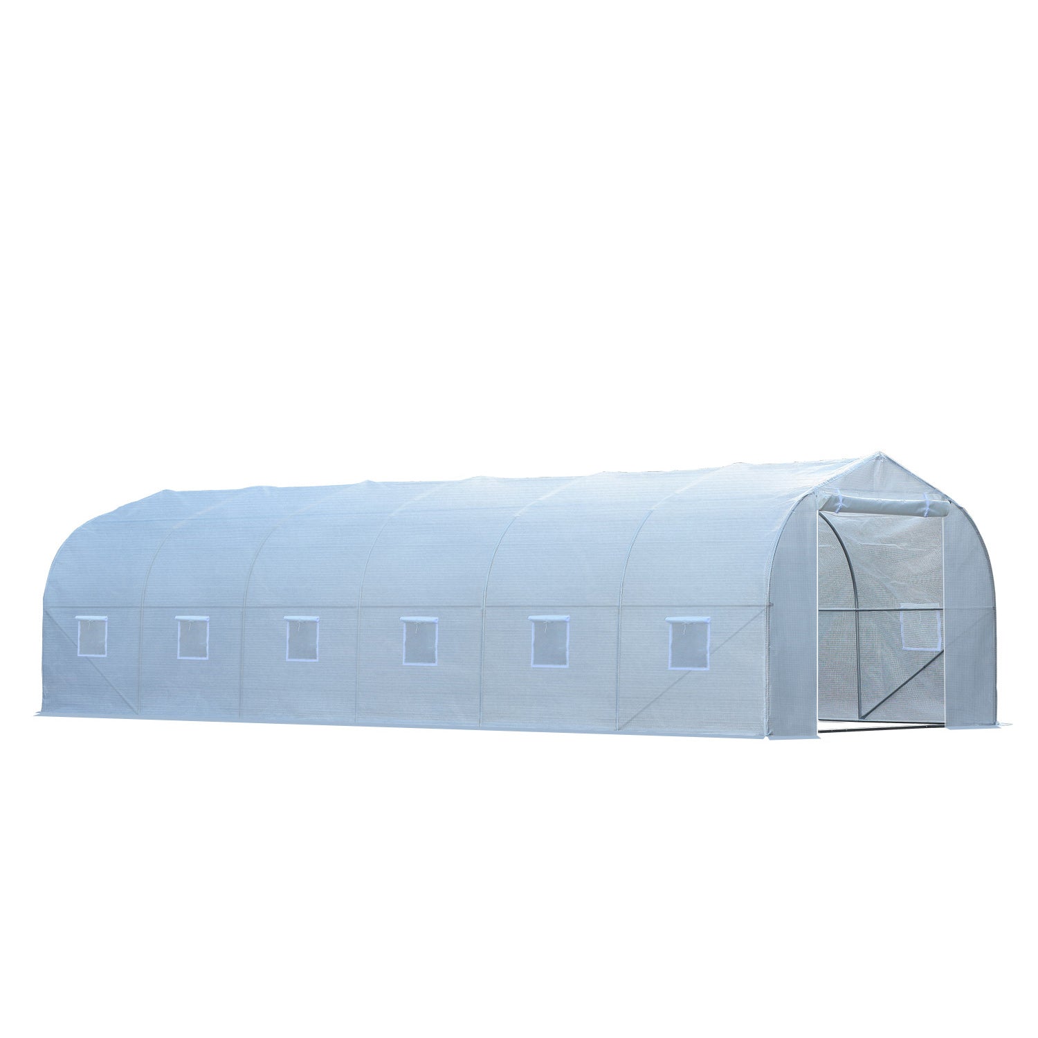 Outsunny 26' x 10' x 7' Large Steeple Walk-in Greenhouse Outdoor Garden Plant Seed Tunnel Grow Tent Steel Frame, White