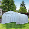 Outsunny 26' x 10' x 7' Large Steeple Walk-in Greenhouse Outdoor Garden Plant Seed Tunnel Grow Tent Steel Frame, White