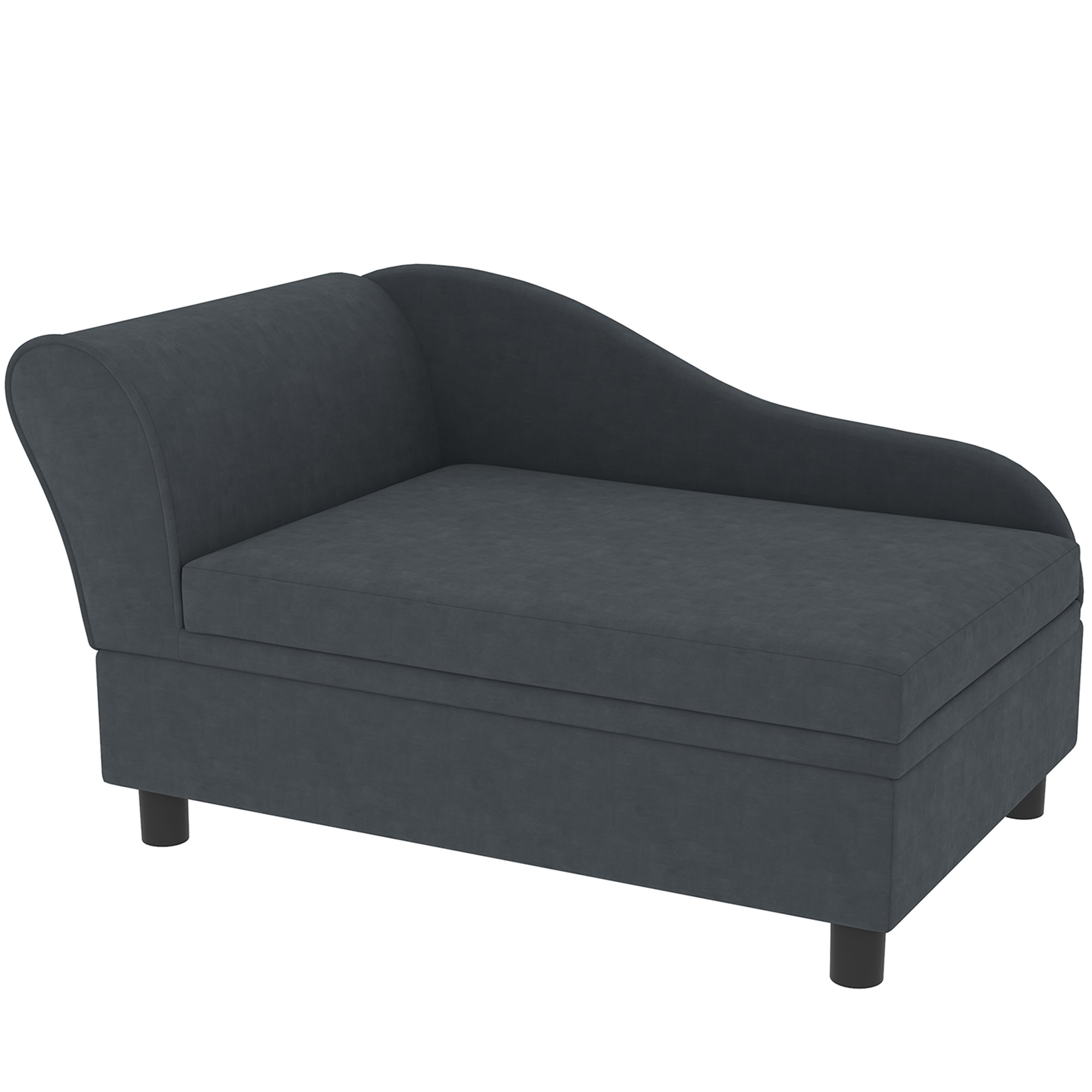 PawHut Luxury Fancy Dog Couch with Hidden Storage, Small Dog Sofa Bed with 2" Soft Foam, Modern Pet Furniture for Puppies & Little Breeds, Dark Gray