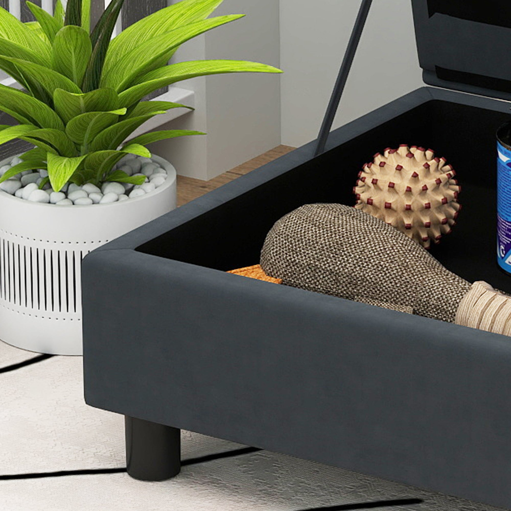 PawHut Luxury Fancy Dog Couch with Hidden Storage, Small Dog Sofa Bed with 2" Soft Foam, Modern Pet Furniture for Puppies & Little Breeds, Dark Gray