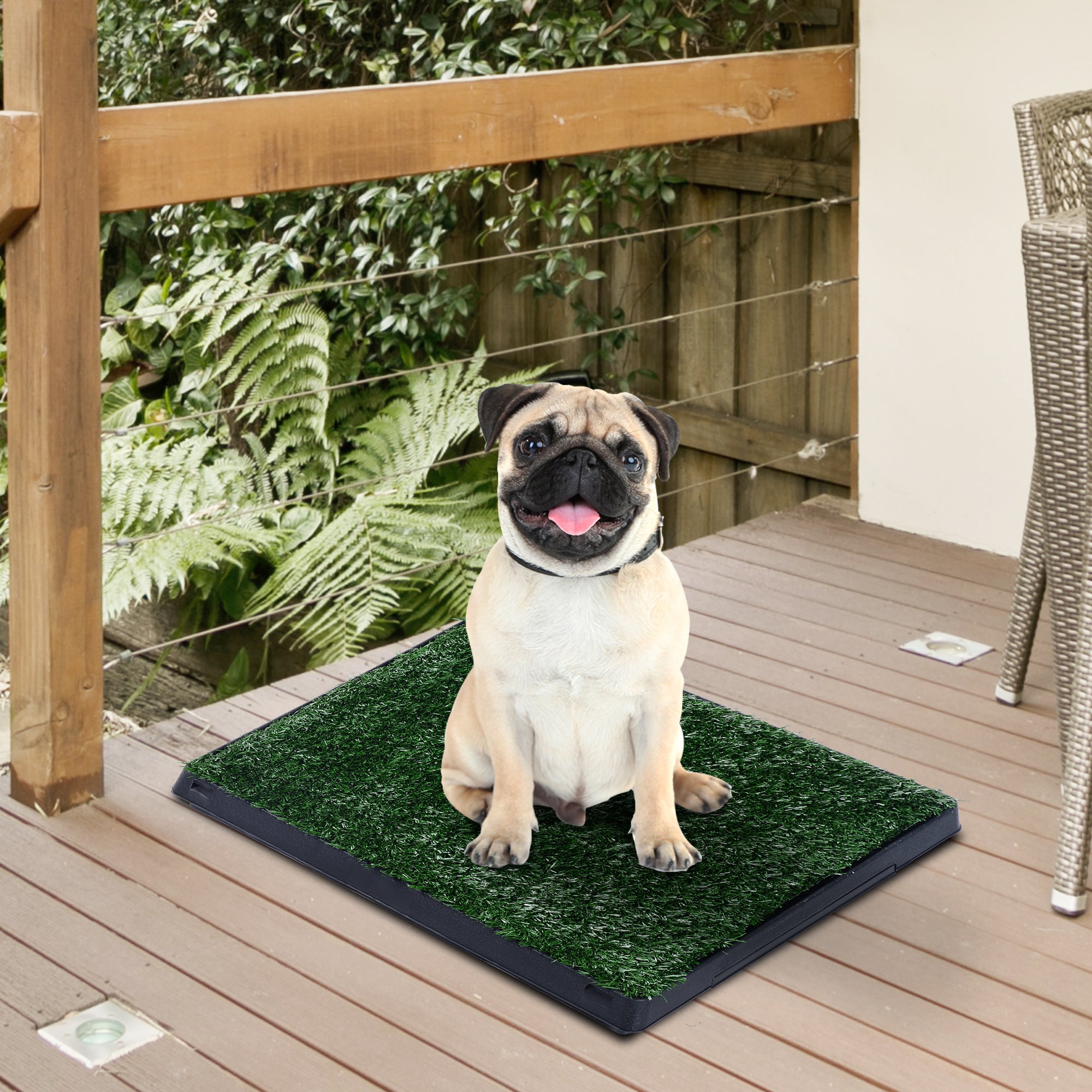 PawHut Grass Pee Pad for Dogs, Doggy Bathroom Toilet Potty Tray Indoor Outdoor for Puppy and Small Dog Training, 20inch x 25inch