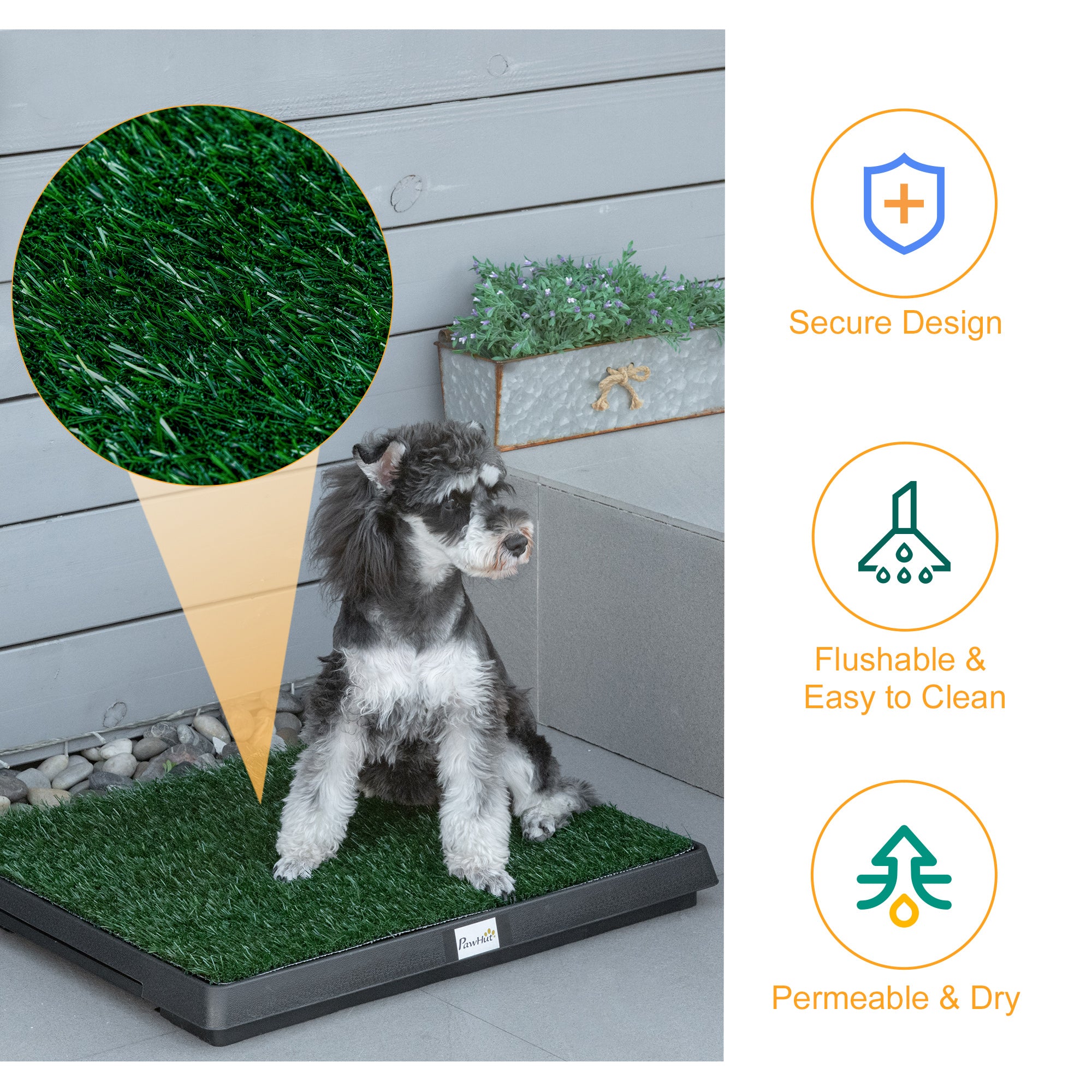 PawHut Grass Pee Pad for Dogs, Doggy Bathroom Toilet Potty Tray Indoor Outdoor for Puppy and Small Dog Training, 20inch x 25inch