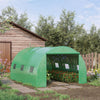 Outsunny 13' x 10' x 6.6'  Walk-in Polytunnel Greenhouse, Outdoor Garden Tunnel Greenhouse Tent with Zipped Roll-Up Door and 6 Mesh Windows, Green