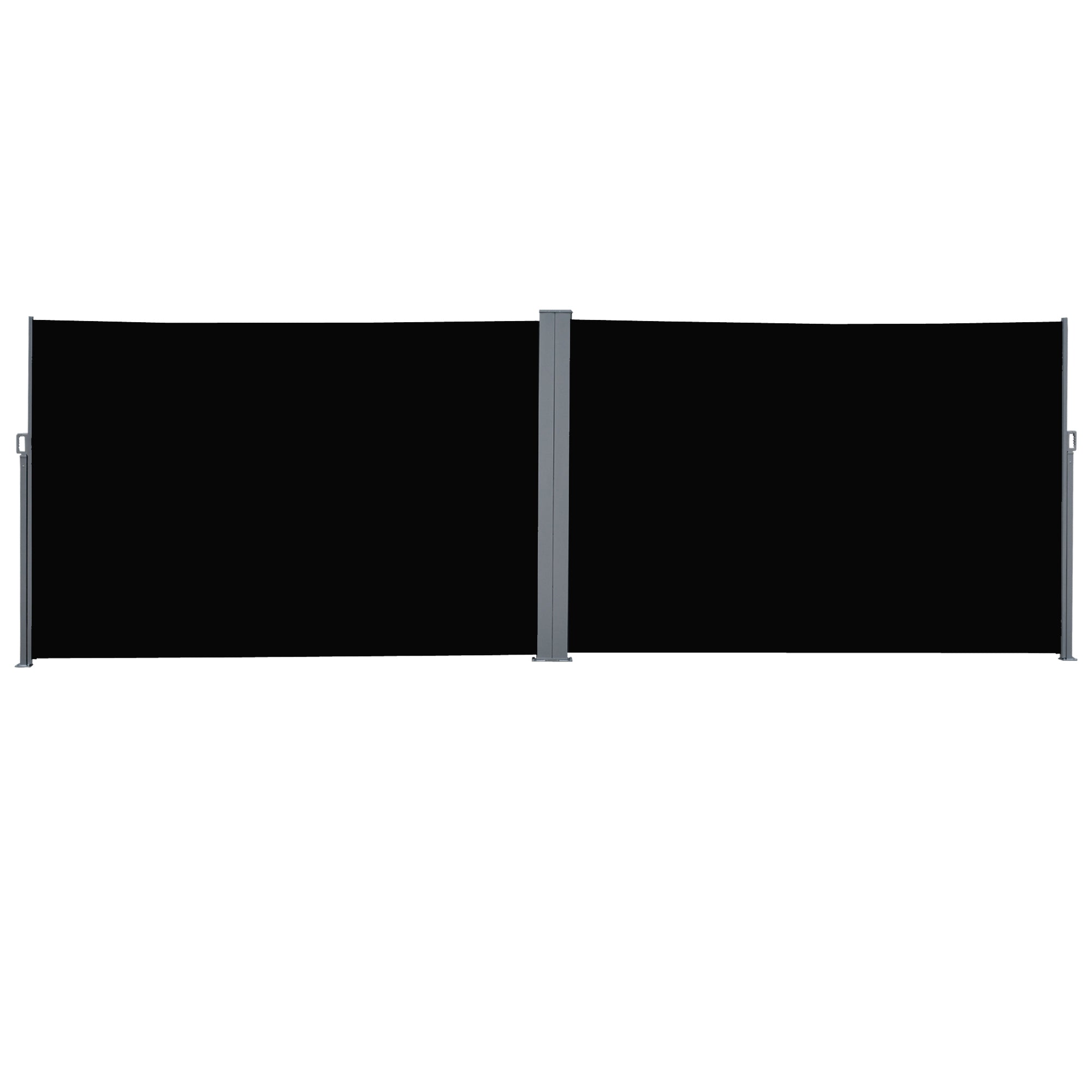 Outsunny Patio Retractable Double Side Awning, Folding Privacy French Screen Fence, Privacy Wall Corner Divider, Garden Outdoor, Sun Shade, Wind Screen, Indoor Room Divider, Black