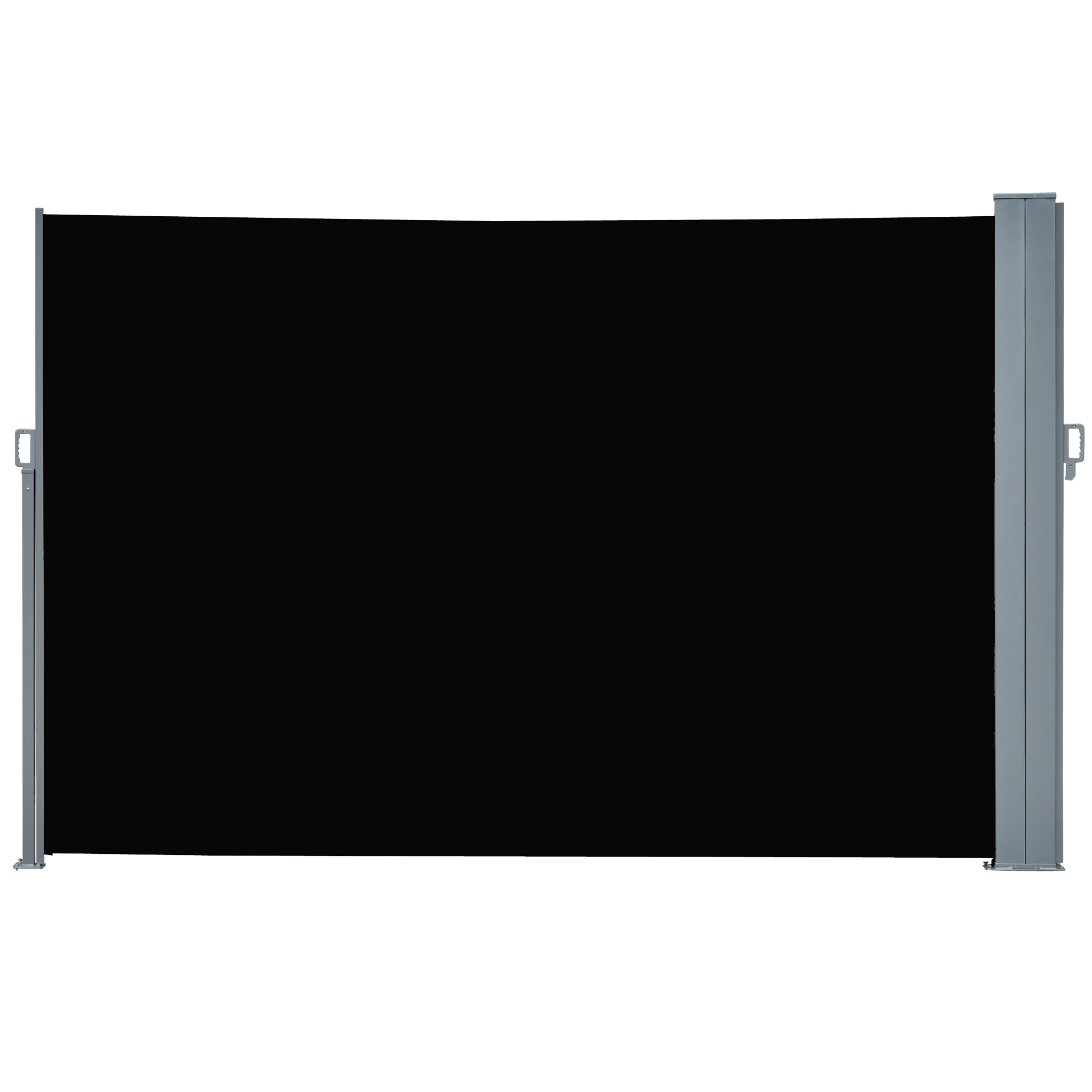 Outsunny Patio Retractable Double Side Awning, Folding Privacy French Screen Fence, Privacy Wall Corner Divider, Garden Outdoor, Sun Shade, Wind Screen, Indoor Room Divider, Black