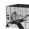 PawHut Hamster Cage, Gerbil Cage with Glass Basin, Ramps, Platforms, Hut, Exercise Wheel, for Syrian and Dwarf Hamsters, Black, M