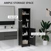 kleankin Narrow Bathroom Cabinet, Tall Bathroom Storage Cabinet, Freestanding Linen Cabinet with Adjustable Shelf, 3 Open Shelves, Black