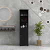 kleankin Narrow Bathroom Cabinet, Tall Bathroom Storage Cabinet, Freestanding Linen Cabinet with Adjustable Shelf, 3 Open Shelves, Black