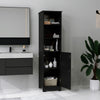 kleankin Narrow Bathroom Cabinet, Tall Bathroom Storage Cabinet, Freestanding Linen Cabinet with Adjustable Shelf, 3 Open Shelves, Black