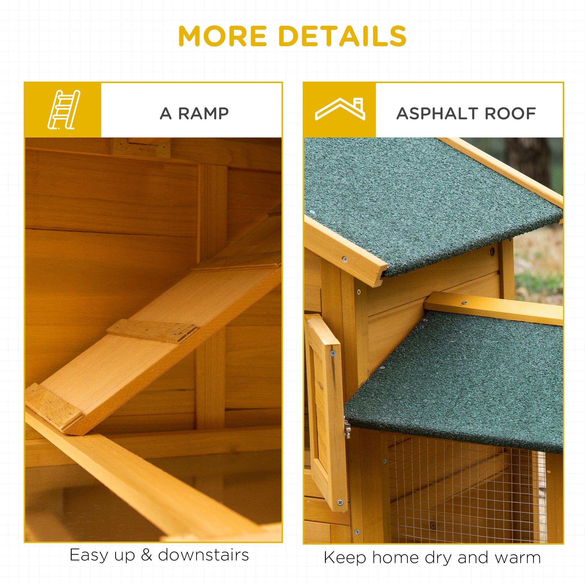PawHut 59" Wooden Rabbit Hutch 2 Tier Bunny House Pet Playpen Enclosure for Indoor Outdoor with Slide-out Tray, Ramp, for Rabbits and Small Animals, Orange