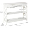 HOMCOM Console Table Sofa Side Desk with Storage Shelves Drawers X Frame for Living Room Entryway White