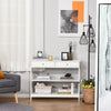 HOMCOM Console Table Sofa Side Desk with Storage Shelves Drawers X Frame for Living Room Entryway White