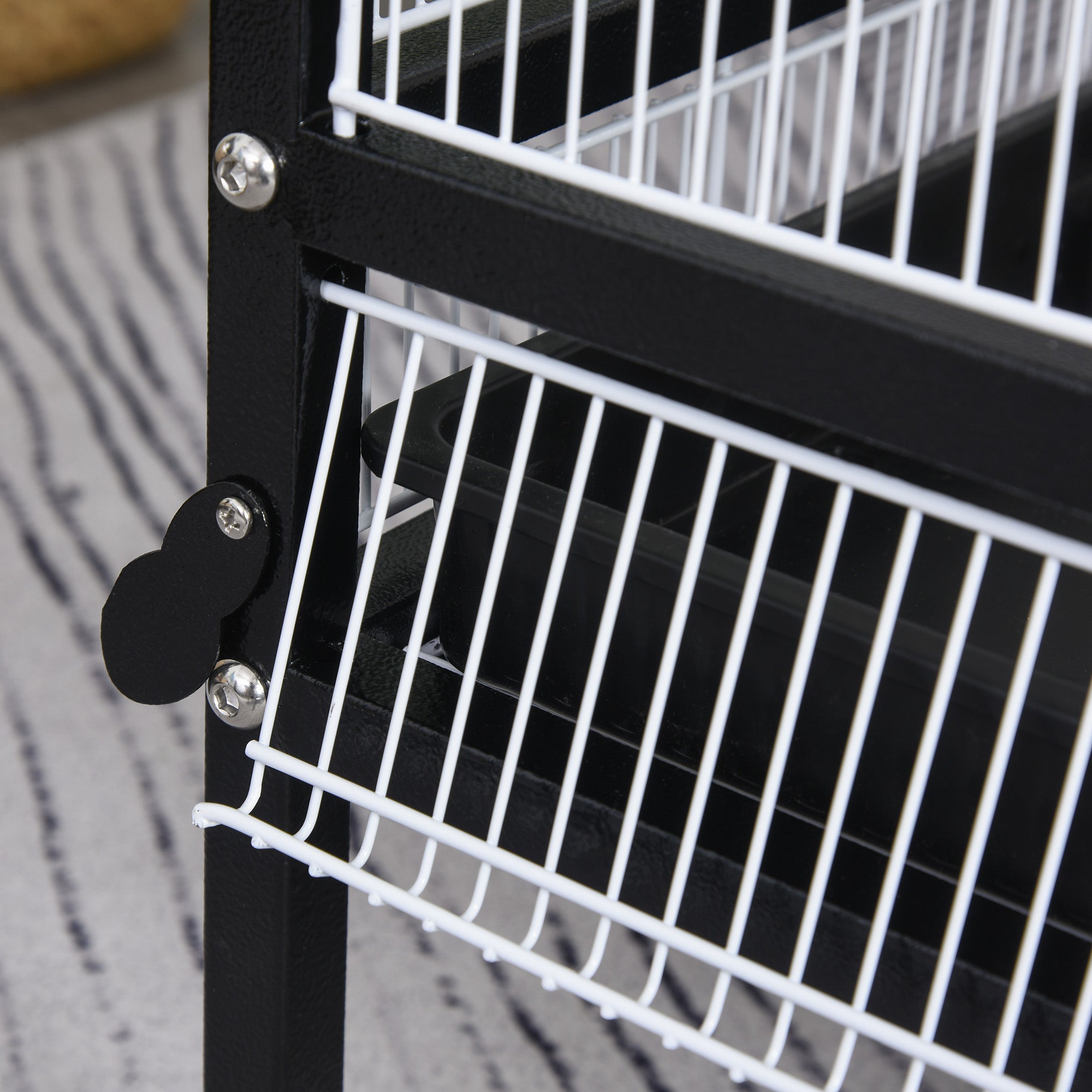 PawHut Bird Cage Parrot Macaw Finch Cockatoo Flight Cage with Wheels, White
