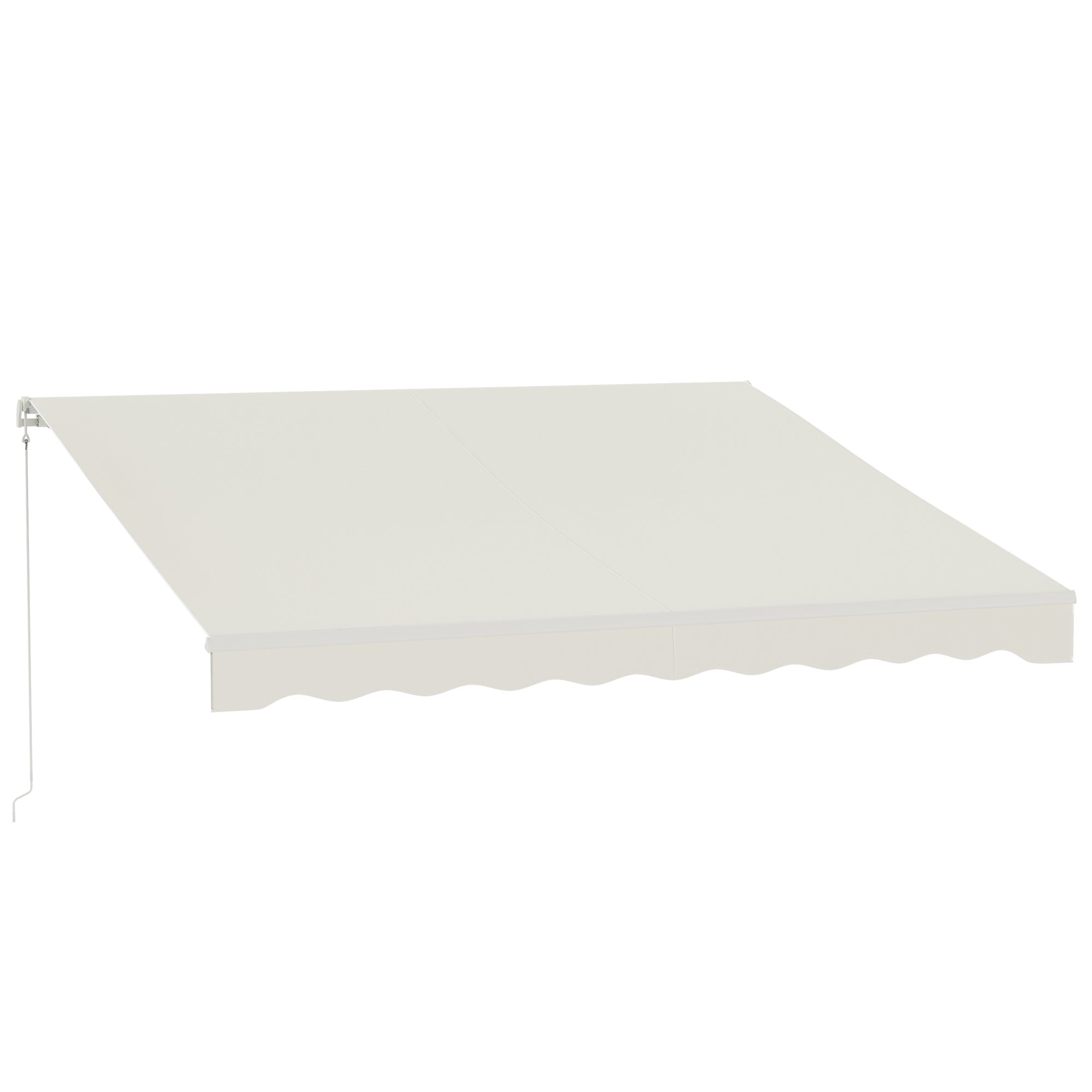 Outsunny 12' x 10' Electric Awning, Retractable Awning Sun Shade Shelter with Remote Controller, Manual Crank Handle and Aluminum Frame, for Deck, Balcony, Yard, Cream White
