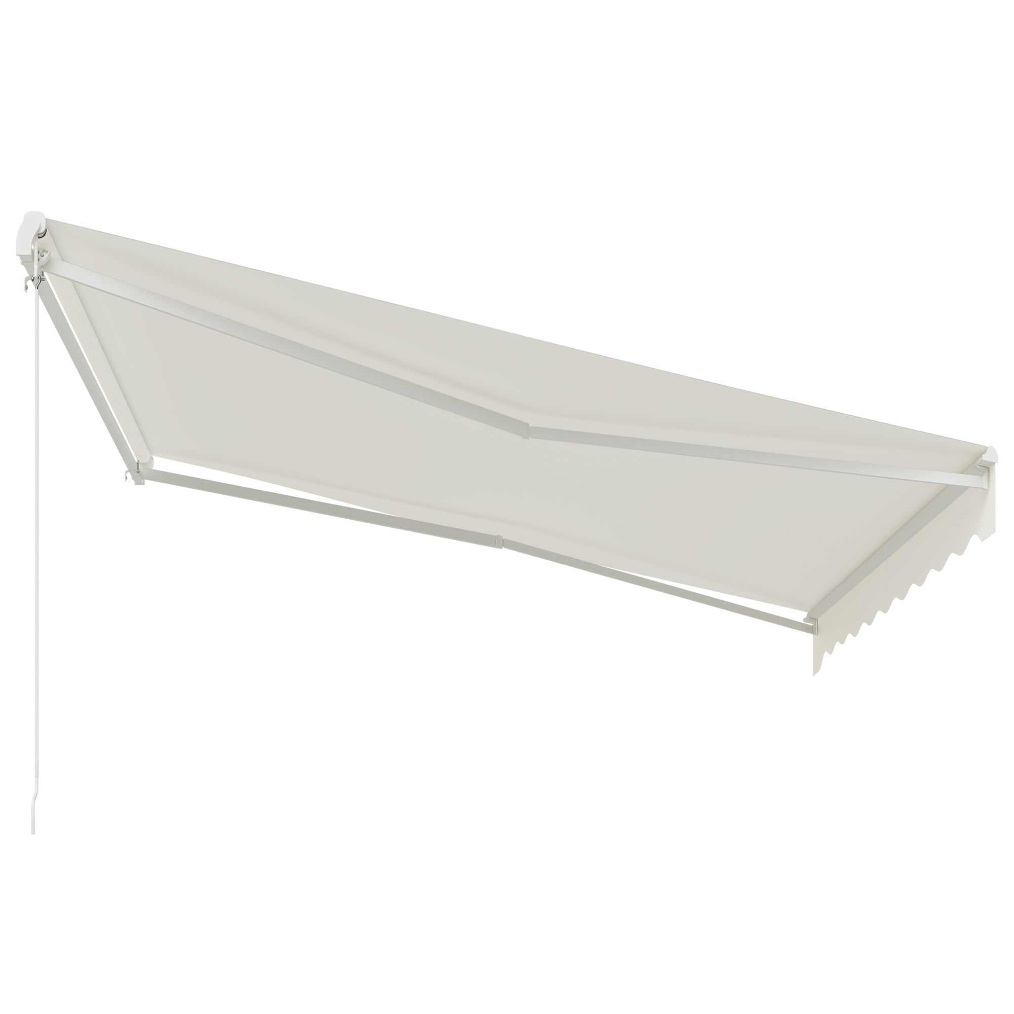 Outsunny 12' x 10' Electric Awning, Retractable Awning Sun Shade Shelter with Remote Controller, Manual Crank Handle and Aluminum Frame, for Deck, Balcony, Yard, Cream White