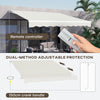 Outsunny 12' x 10' Electric Awning, Retractable Awning Sun Shade Shelter with Remote Controller, Manual Crank Handle and Aluminum Frame, for Deck, Balcony, Yard, Cream White