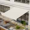 Outsunny 12' x 10' Electric Awning, Retractable Awning Sun Shade Shelter with Remote Controller, Manual Crank Handle and Aluminum Frame, for Deck, Balcony, Yard, Cream White