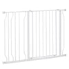 PawHut 30"- 45" Extra Wide Dog Gate with Door, Double Locking System, Easy Install Pet Gate for Stairs, Hallways, and Doorways, White