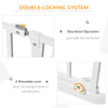 PawHut 30"- 45" Extra Wide Dog Gate with Door, Double Locking System, Easy Install Pet Gate for Stairs, Hallways, and Doorways, White