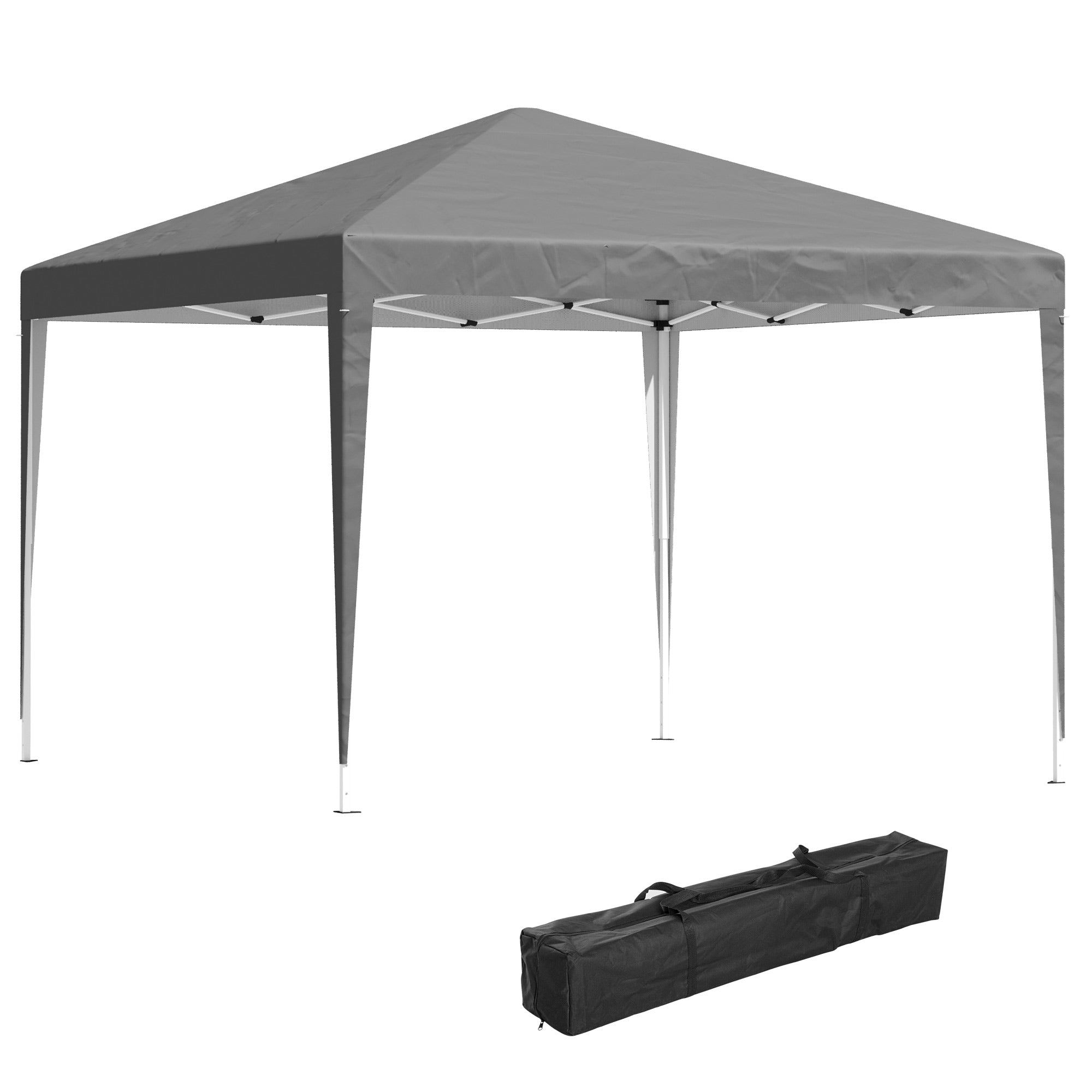 Outsunny 10 x 10ft Folding Pop Up Canopy Tent Outdoor Gazebo with Carrying Bag, Grey