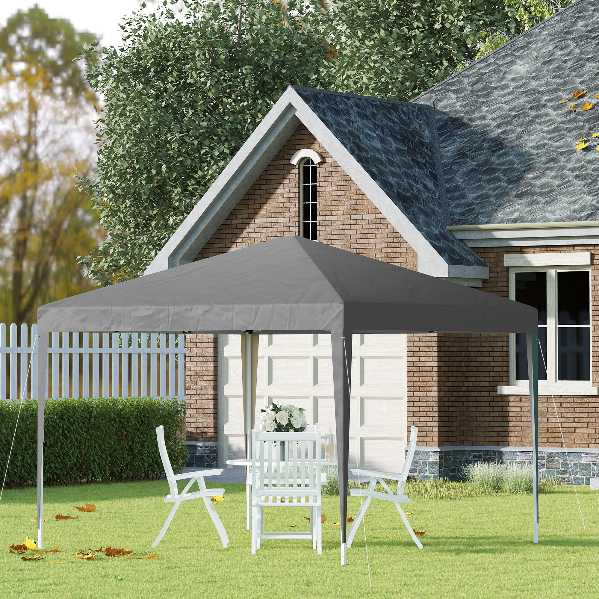 Outsunny 10 x 10ft Folding Pop Up Canopy Tent Outdoor Gazebo with Carrying Bag, Grey