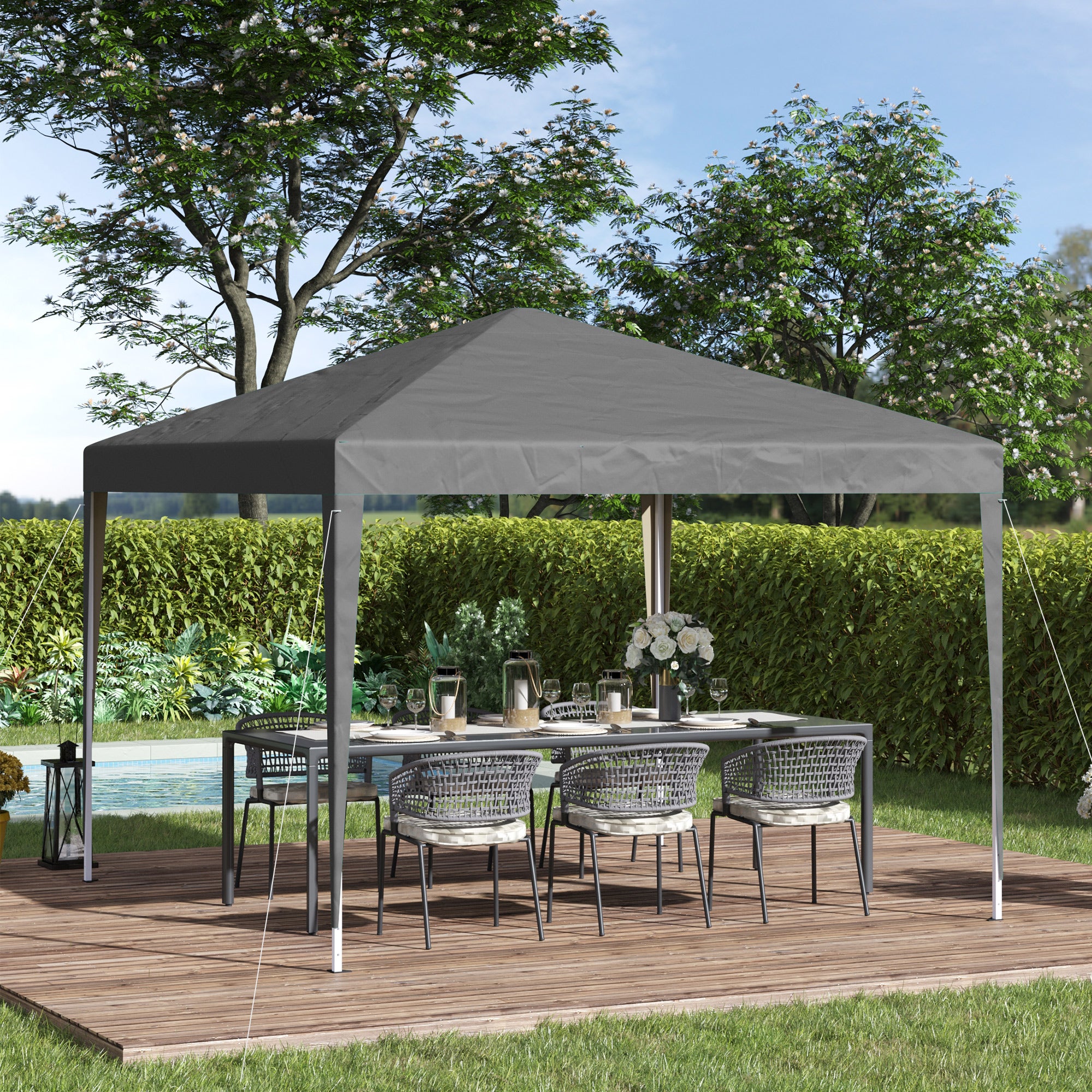 Outsunny 10 x 10ft Folding Pop Up Canopy Tent Outdoor Gazebo with Carrying Bag, Grey