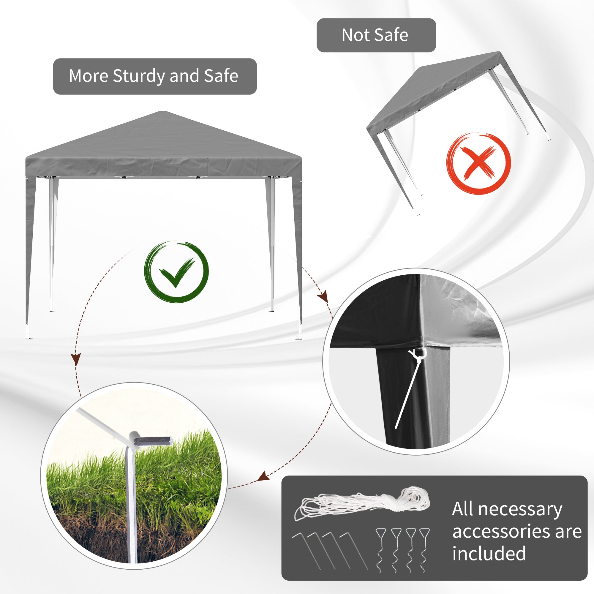 Outsunny 10 x 10ft Folding Pop Up Canopy Tent Outdoor Gazebo with Carrying Bag, Grey
