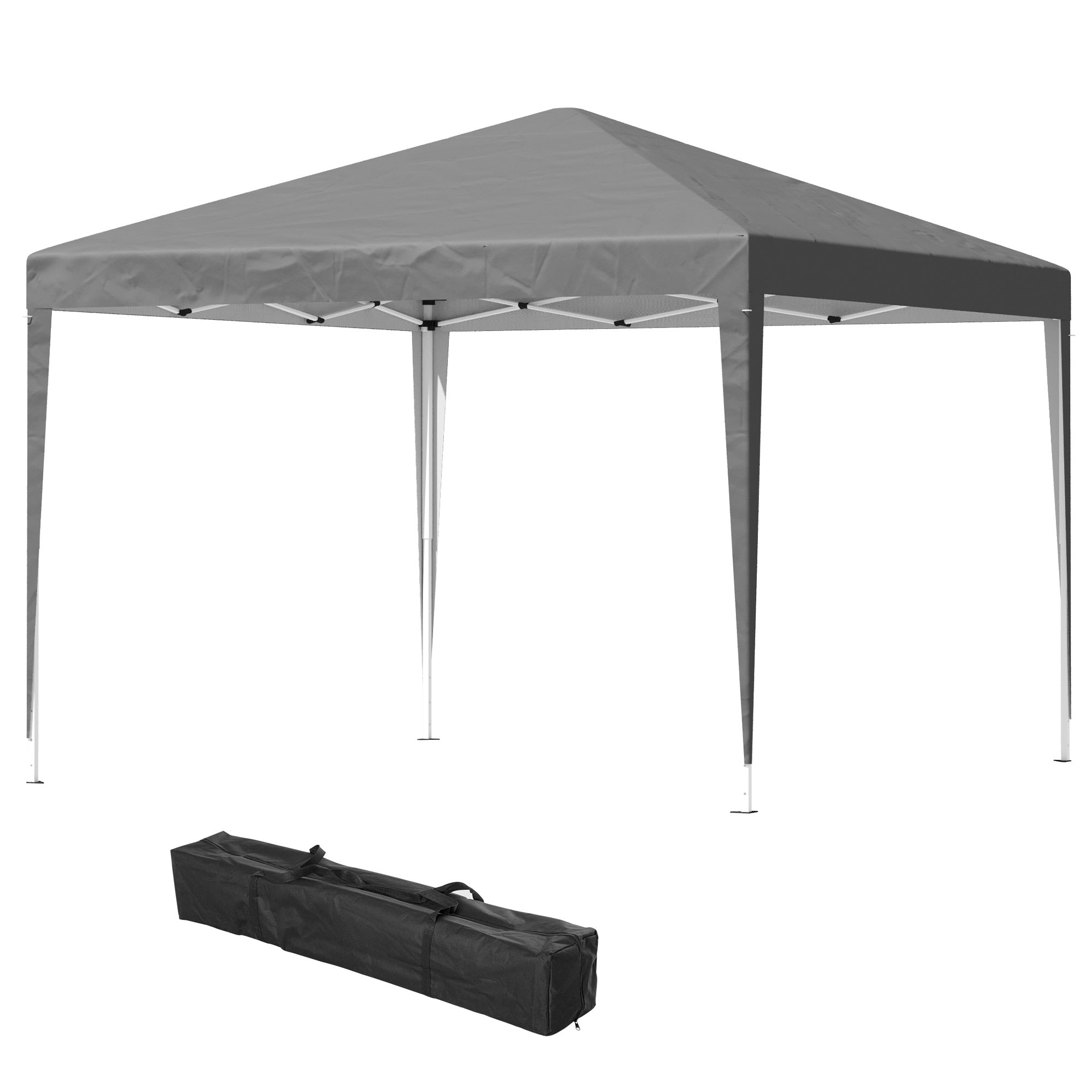 Outsunny 10 x 10ft Folding Pop Up Canopy Tent Outdoor Gazebo with Carrying Bag, Grey