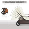 Outsunny Wicker Chaise Lounge, Outdoor Lounge Chair, PE Rattan Patio Sun lounger with Head-rest, 5-Level Height Adjust Backrest, Cushion & Wheels, Mixed Brown and Cream White