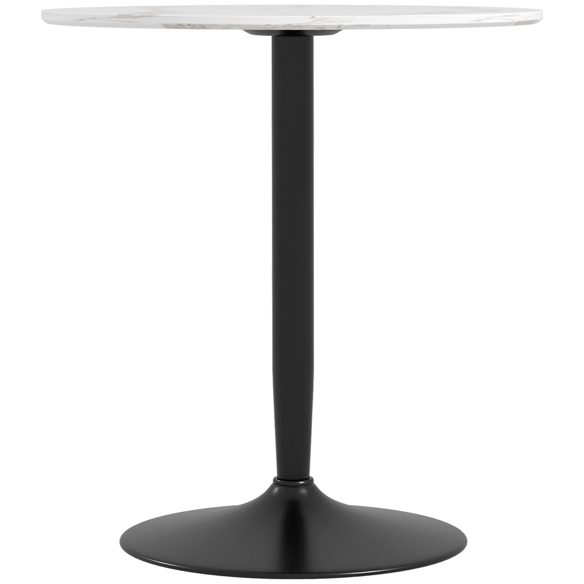 HOMCOM Round Dining Table for 2, Modern Kitchen Table with Painted Top and Steel Base for Living Room, Dining Room, White Marble