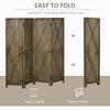HOMCOM 4 Panel Room Divider, 5.6 Ft Folding Privacy Screen, Freestanding Wooden Wall Partition for Bedroom, Office, Brown