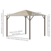 Outsunny 10' x 10' Patio Gazebo Outdoor Aluminum Frame Canopy Shelter with Curtains, Vented Roof for Garden, Lawn, Backyard and Deck, Khaki