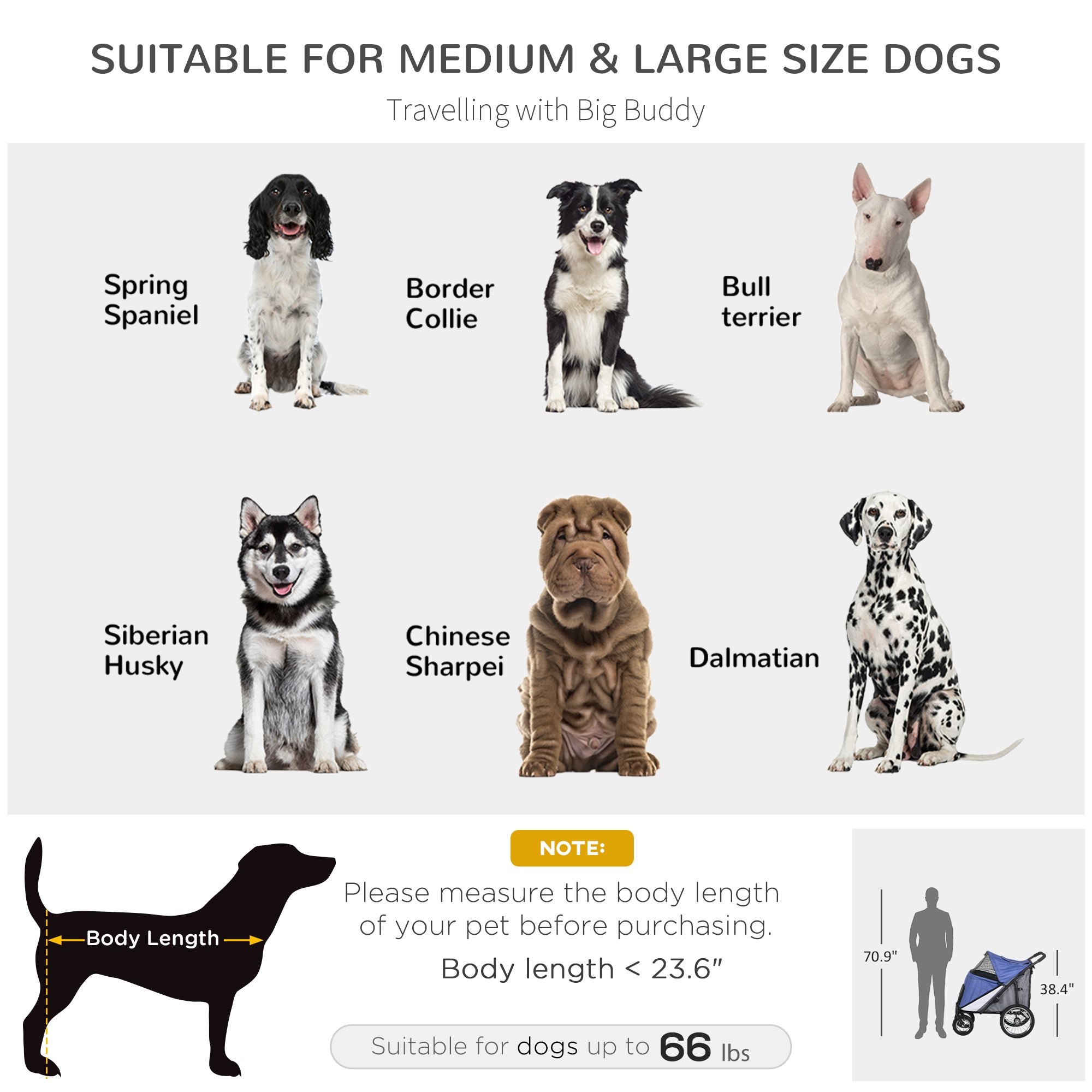 PawHut Dog Stroller for Medium and Large Dogs and Cats, Easy Fold Pet Stroller with Washable Cushion, Storage Bags, Safety Leash for Outdoor, Blue