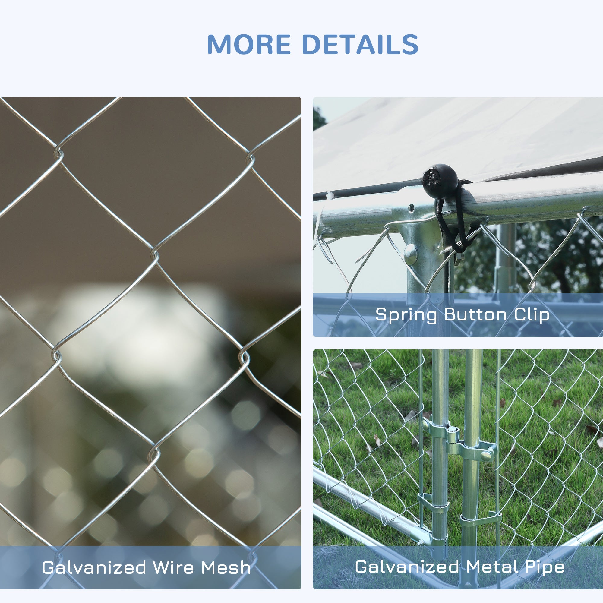 PawHut 10'Lx10'Wx6'H Large Outdoor Dog Kennel Playpen Galvanized Pet Exercise House Cage with Canopy Roof, Silver