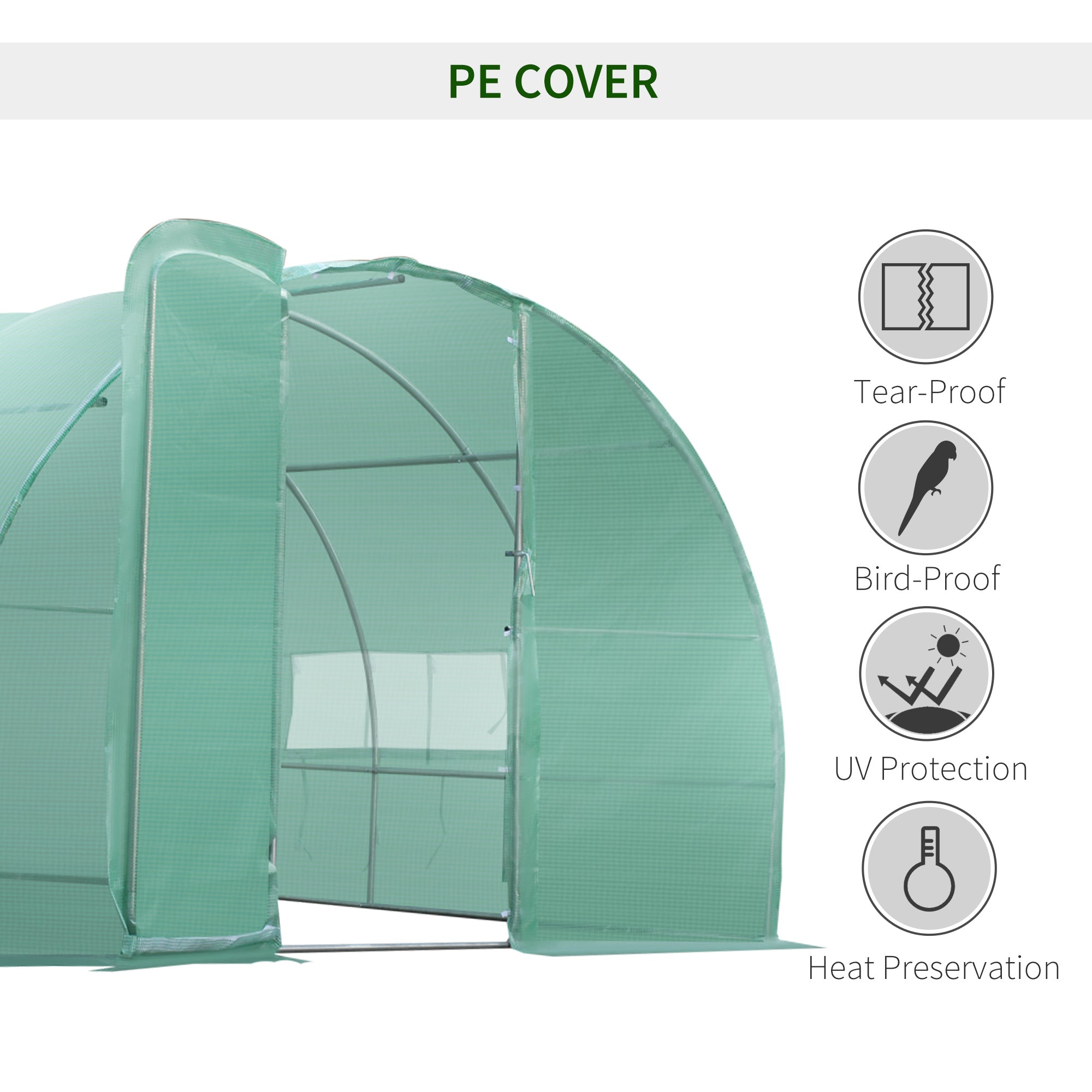 Outsunny 20x10x6.6ft Heavy Duty Outdoor Walk-in Tunnel Greenhouse Portable Garden Planting Warm House with PE Cover Green