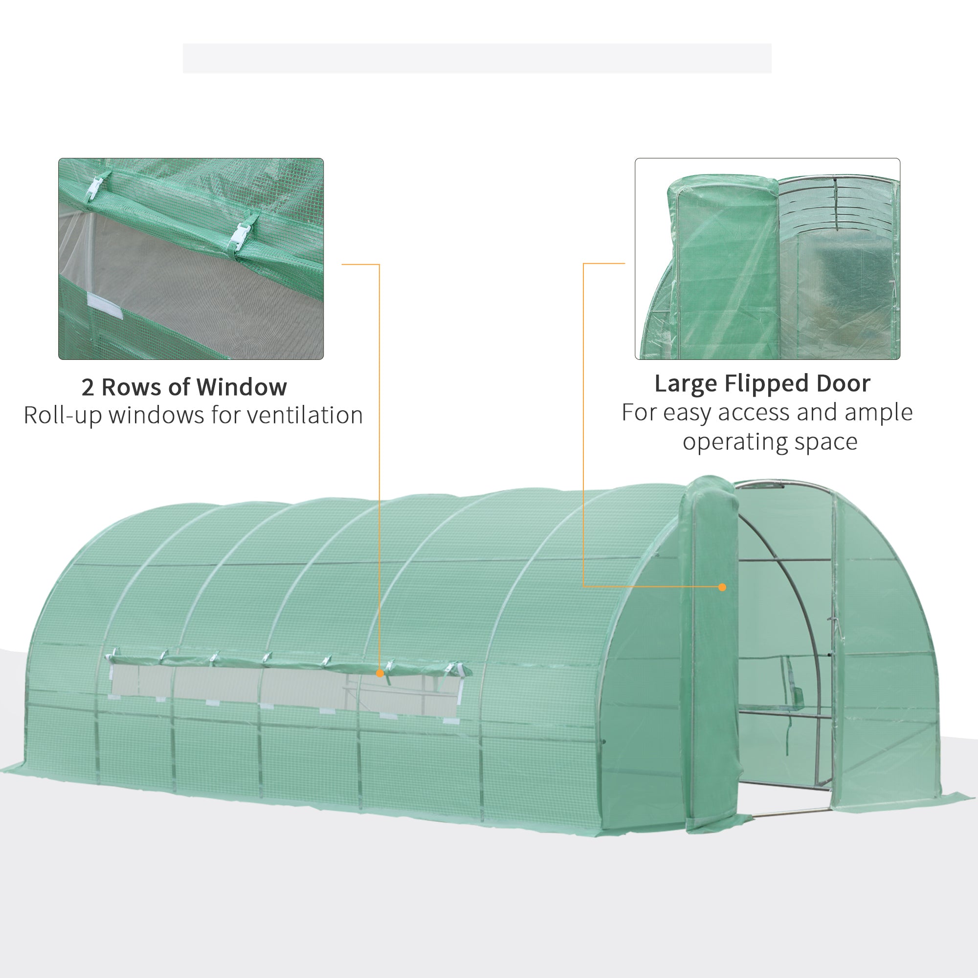 Outsunny 20x10x6.6ft Heavy Duty Outdoor Walk-in Tunnel Greenhouse Portable Garden Planting Warm House with PE Cover Green