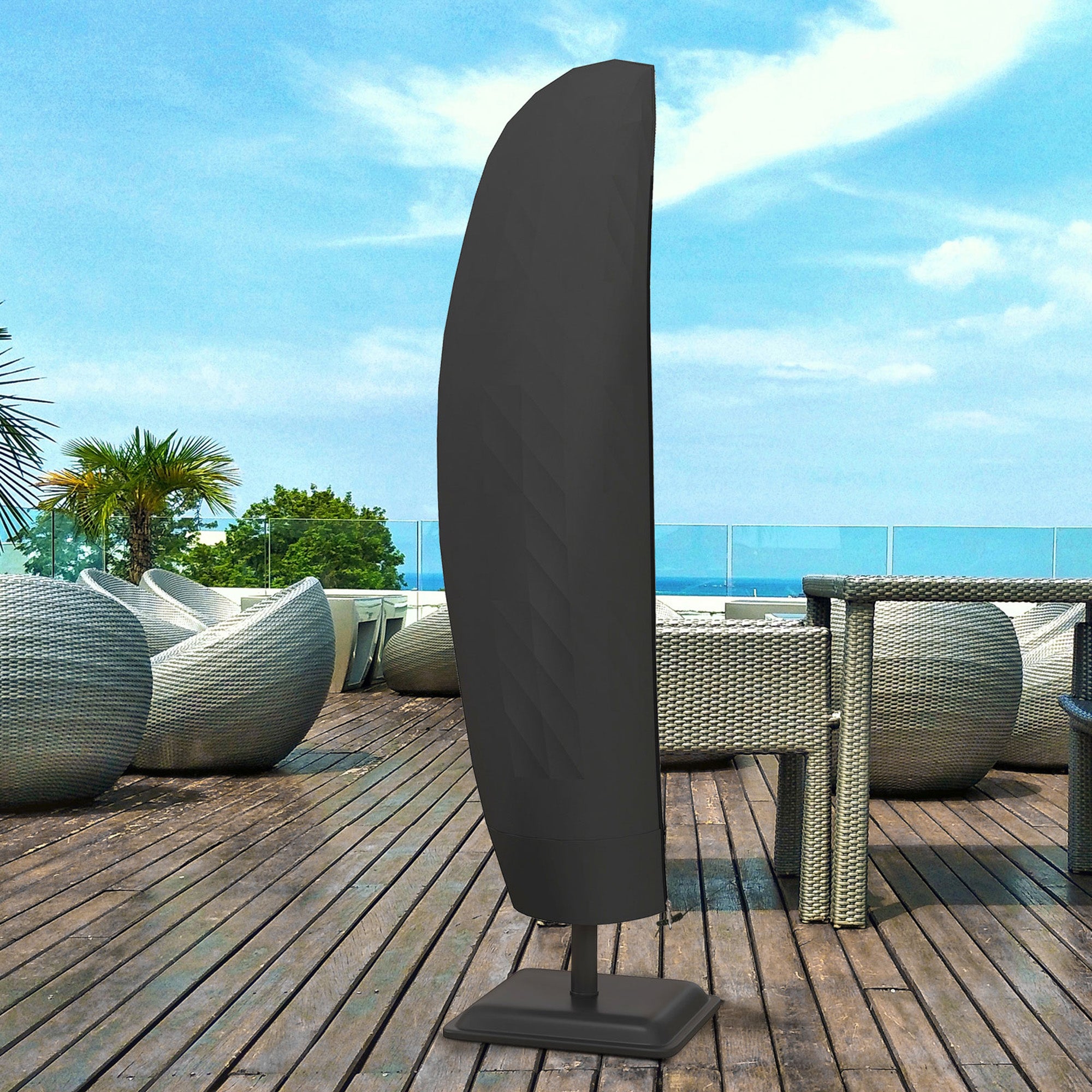 Outsunny Waterproof Patio Umbrella Cover for 10ft to 13ft Outdoor Offset Umbrella with Zipper, Black