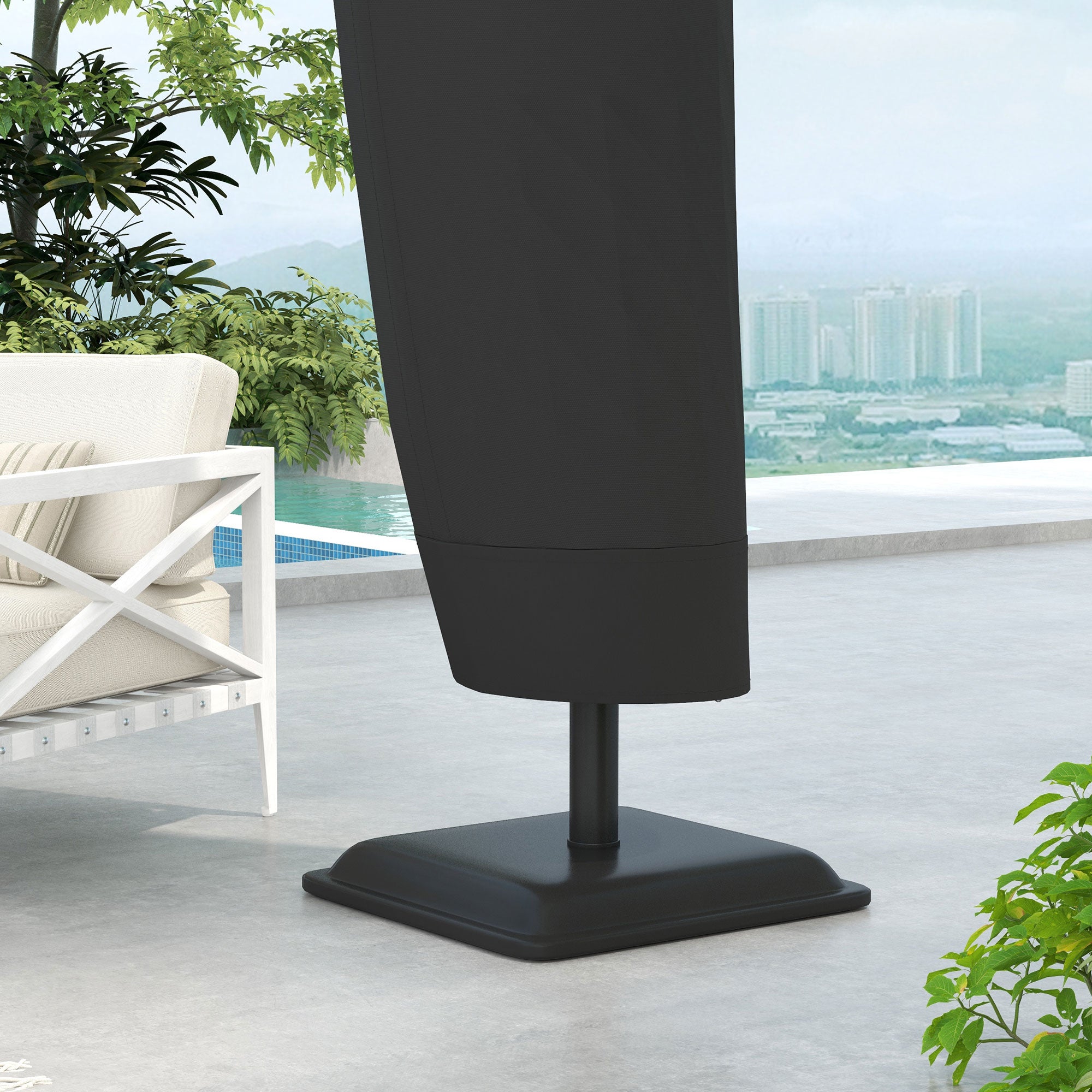 Outsunny Waterproof Patio Umbrella Cover for 10ft to 13ft Outdoor Offset Umbrella with Zipper, Black