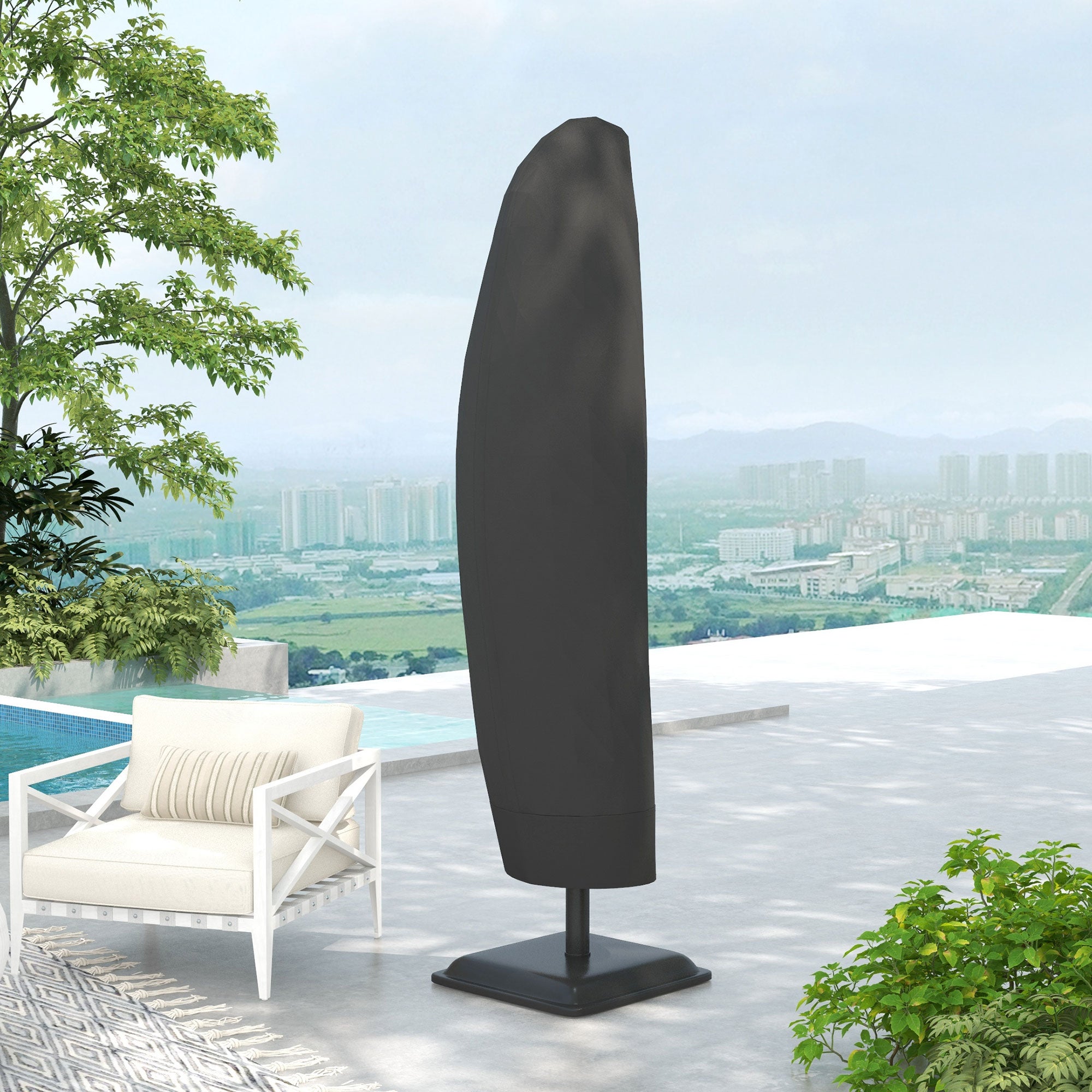Outsunny Waterproof Patio Umbrella Cover for 10ft to 13ft Outdoor Offset Umbrella with Zipper, Black
