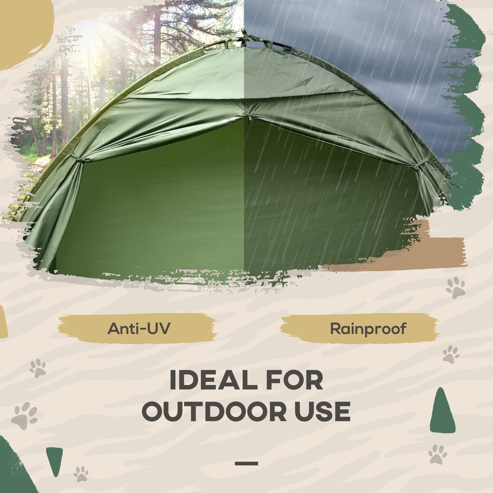 Outsunny Camping Cot Tent Compact Portable Folding Outdoor Elevated Combo Set with Carrying Bag, Green