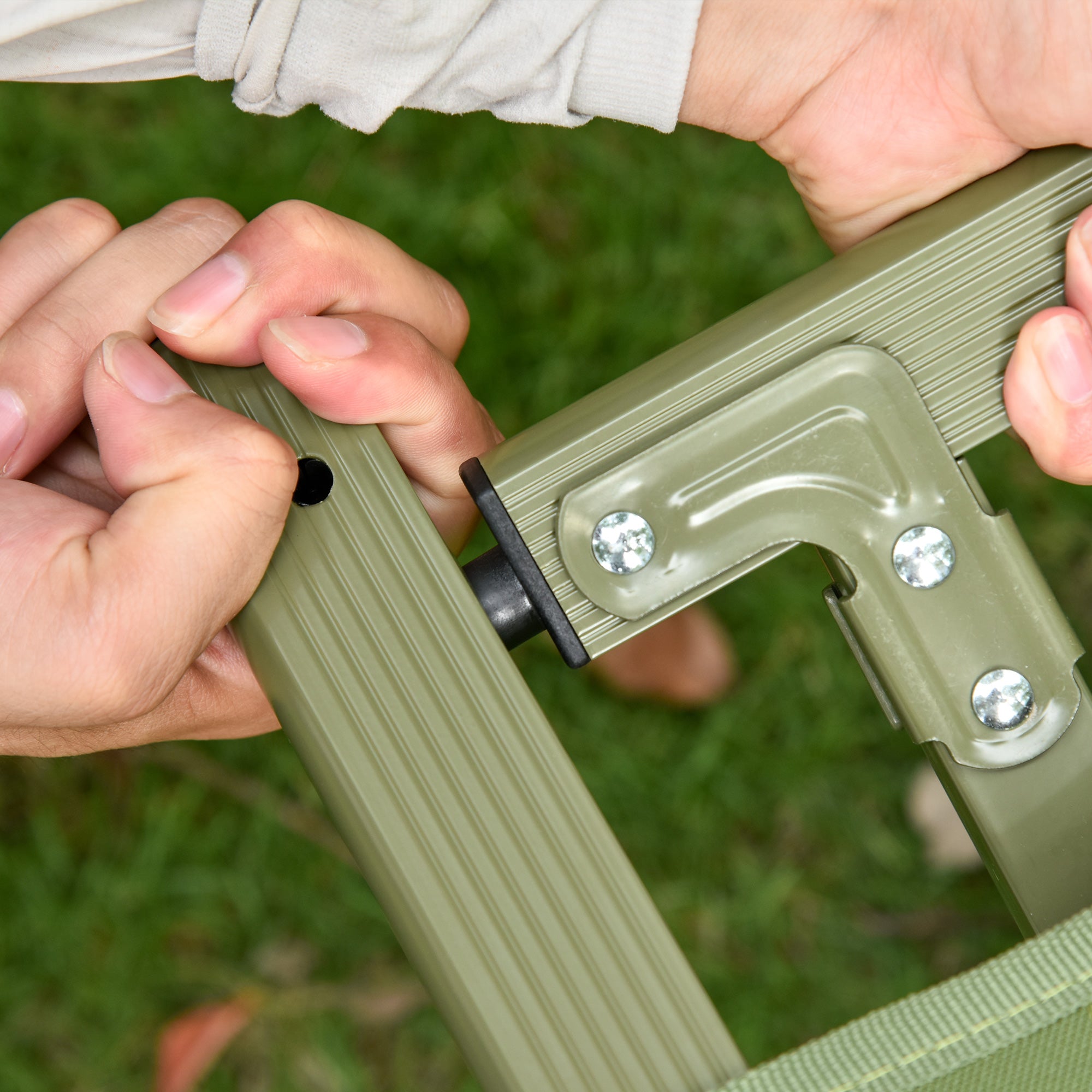 Outsunny Camping Cot Tent Compact Portable Folding Outdoor Elevated Combo Set with Carrying Bag, Green