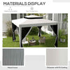 Outsunny 10' x 10' Canopy Tent, Party Tent with Mesh Netting and Double Tier Roof for Backyard, Garden, Patio, Outdoor, Light Grey