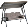 Outsunny 3 Seater Porch Swing Heavy Duty Outdoor Swing Chair Outdoor Lounge Hammock Cushioned Seat w/ Tilt Canopy, Brown
