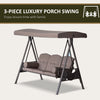 Outsunny 3 Seater Porch Swing Heavy Duty Outdoor Swing Chair Outdoor Lounge Hammock Cushioned Seat w/ Tilt Canopy, Brown