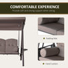 Outsunny 3 Seater Porch Swing Heavy Duty Outdoor Swing Chair Outdoor Lounge Hammock Cushioned Seat w/ Tilt Canopy, Brown