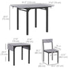 HOMCOM Dining Table Set for 2, 3-Piece Kitchen Table Set for 2, Folding Rectangular Dining Table with 2 Drop Leaves, 2 Chairs for Dining Room, Dinette, Breakfast Nook, Light Grey
